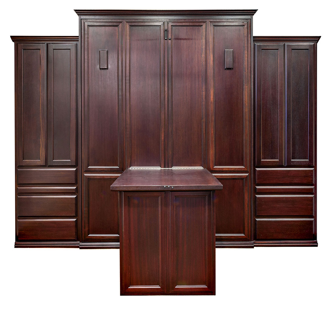 Brittany style Wall Bed in Mahogany wood with Cordovan finish