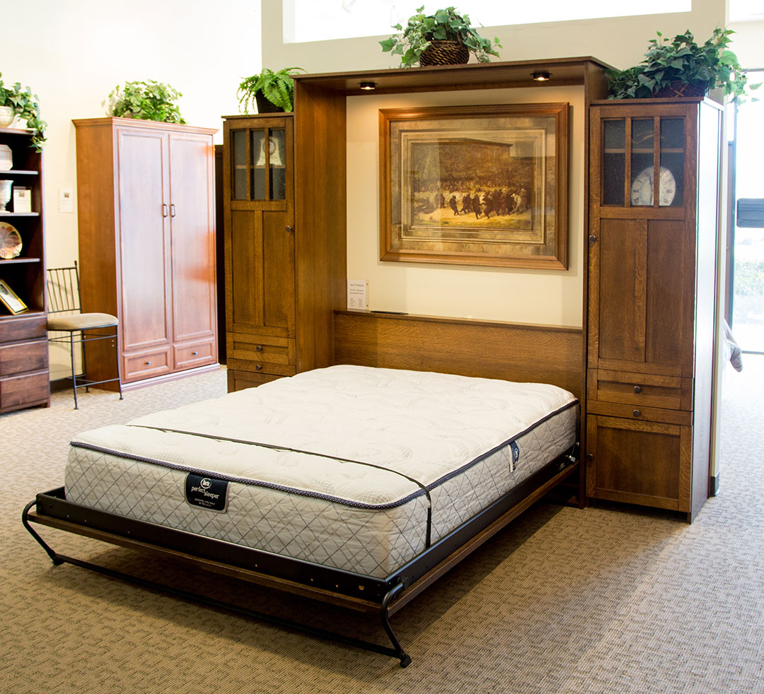 Park City Murphy Bed in Quarter Sawn Oak wood with Black finish