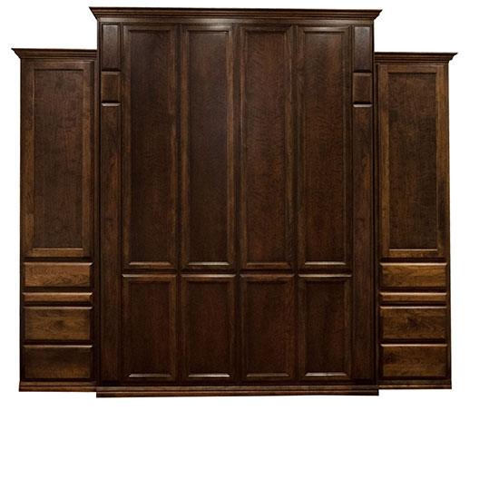 Brittany style Wall Bed in Mahogany wood with Cordovan finish