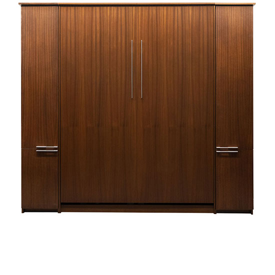 Queen size Scape Murphy Bed with African Mahogany / Natural finish face and Paint Grade wood / Espresso finish surround